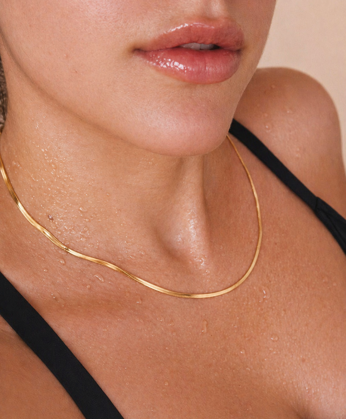 18K Gold Stainless Steel Herringbone Chain Necklace 3mm-14"