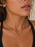 18K Gold Pvd Stainless Steel Curb Charm Holder Necklace