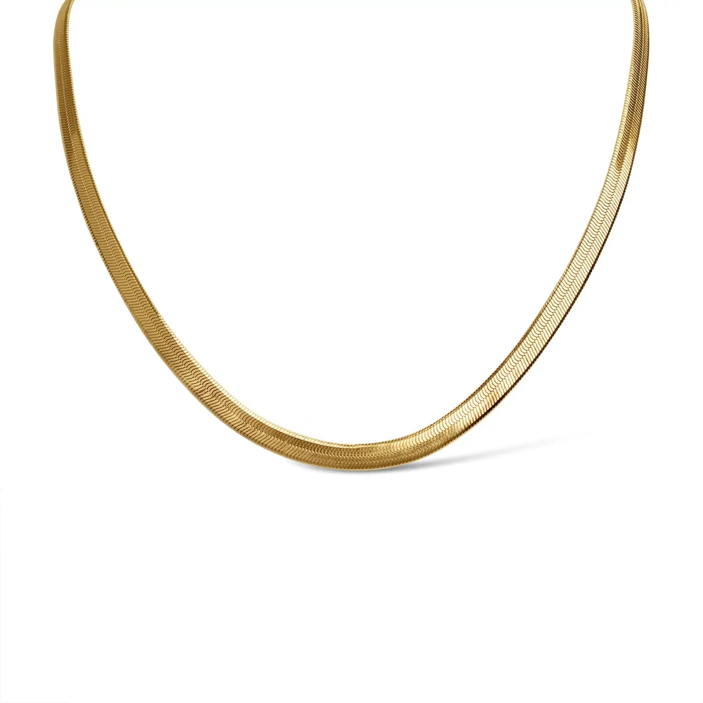 18K Gold Stainless Steel Herringbone Chain Necklace 3mm-14"