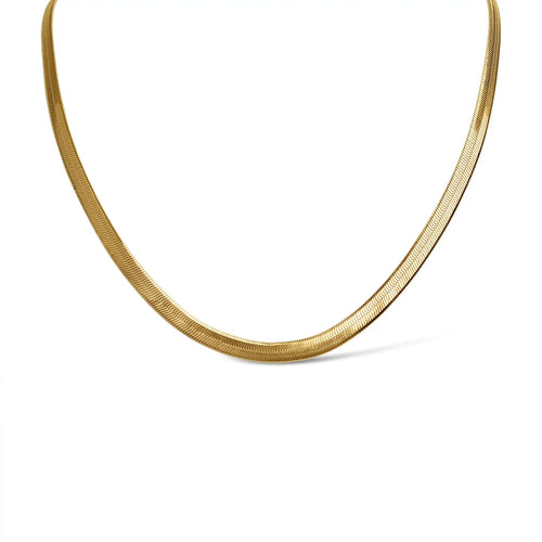 18K Gold Stainless Steel Herringbone Chain Necklace 3mm-14"